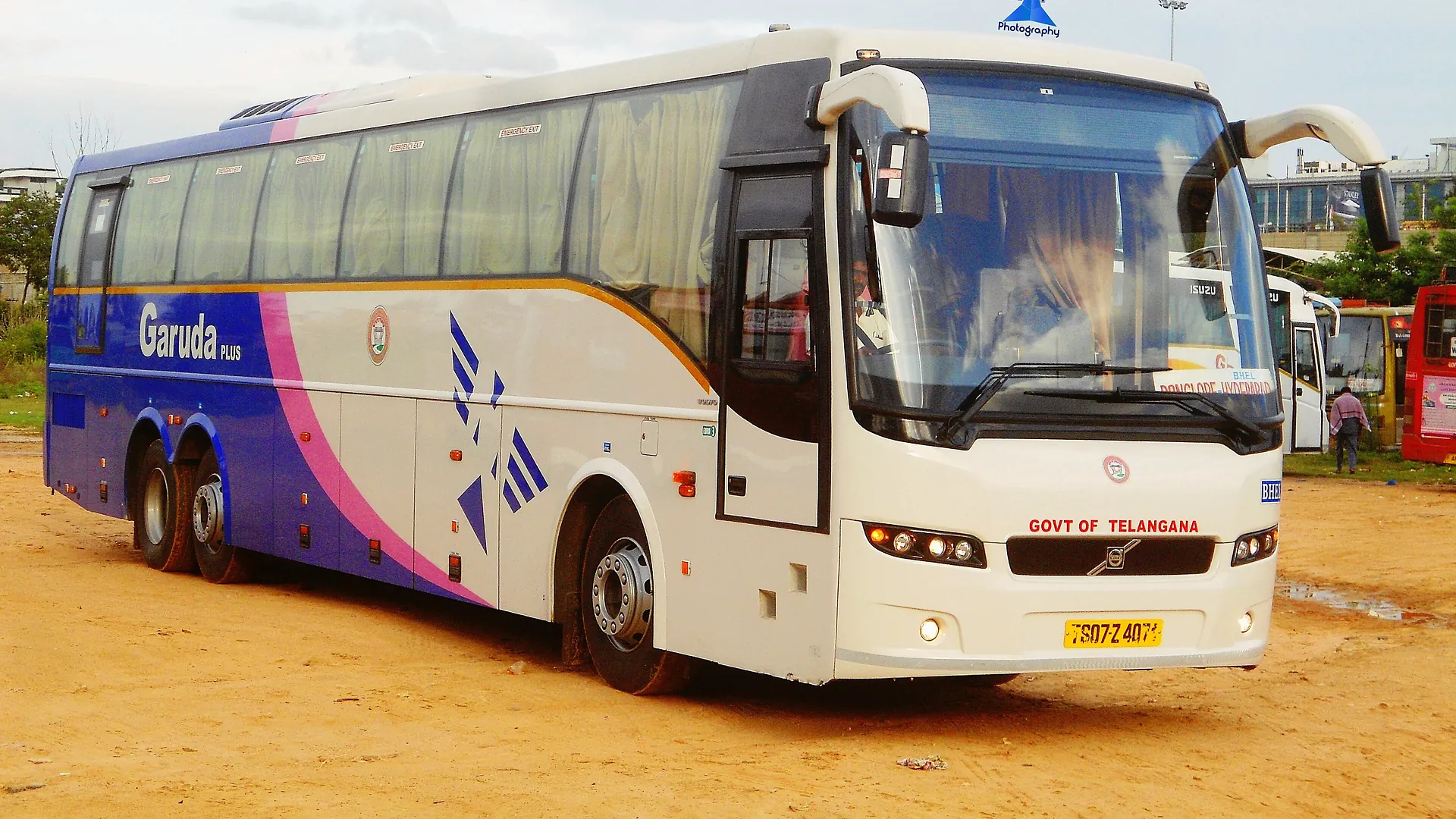A Volvo multi-axle coach