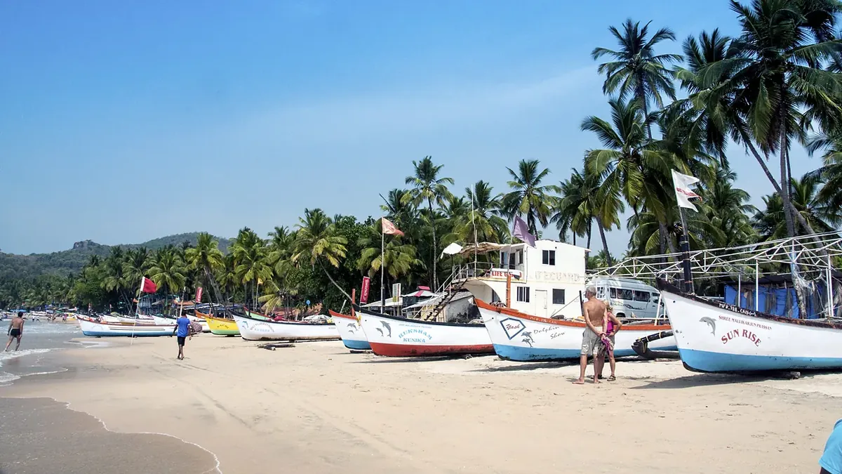 Boats on a beach in Goa