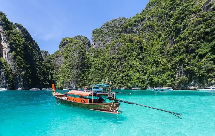 Longtail boat in Maya Bay, Thailand